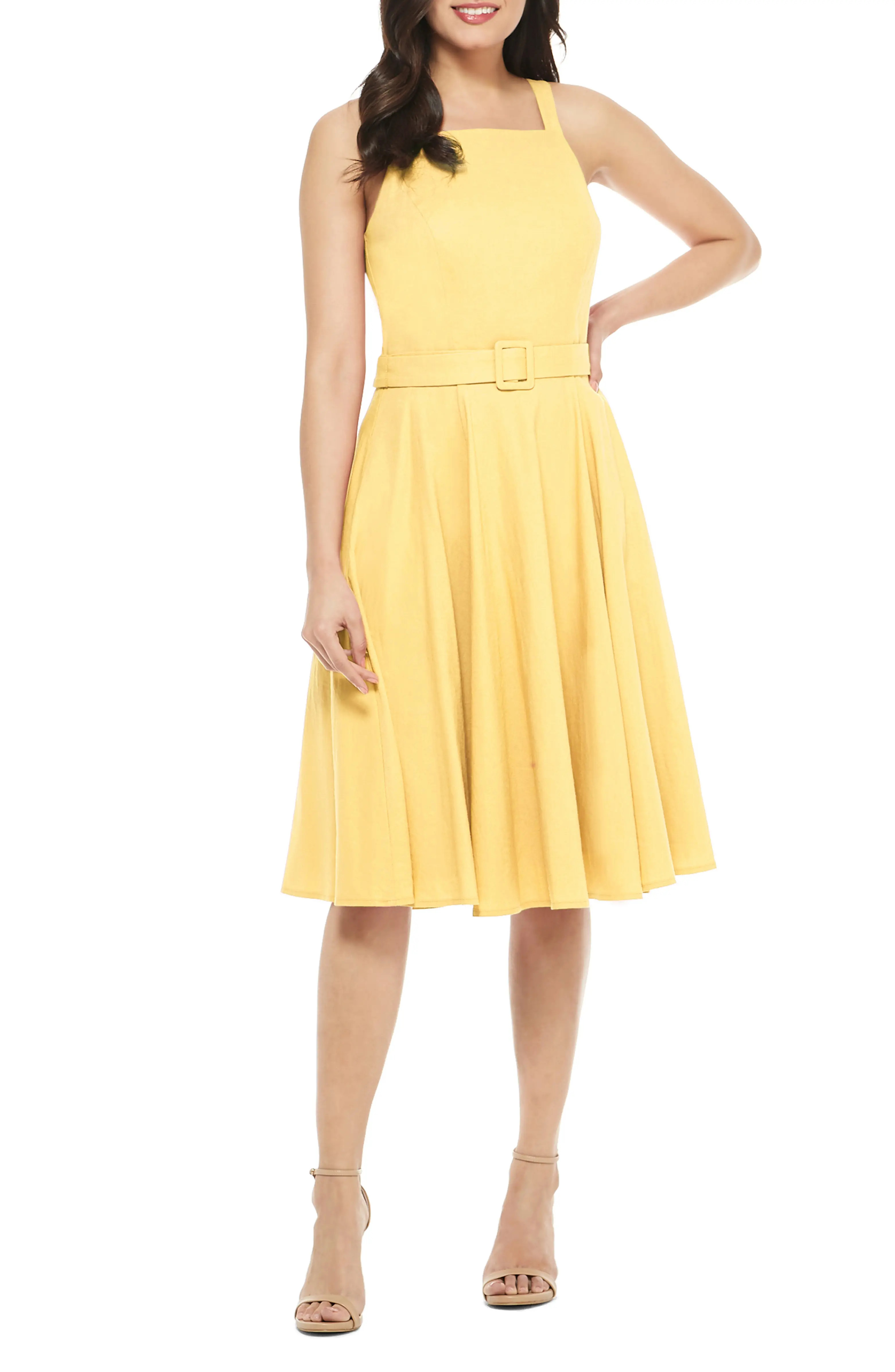 Ruth Square Neck Linen Blend Sundress | Nordstrom