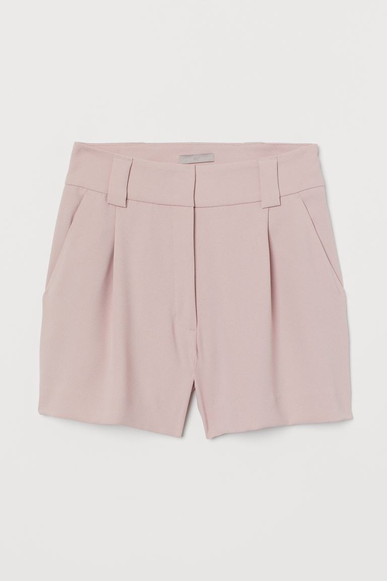 Shorts in woven fabric with a high waist, pleats at the front, a zip fly with concealed hook-and-... | H&M (UK, MY, IN, SG, PH, TW, HK)