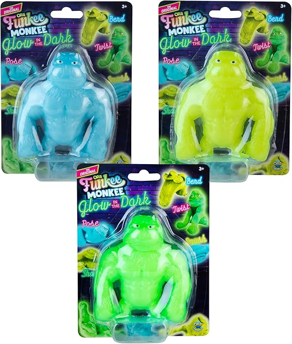 ORB Funkee Monkee Squishy Monkey Mega Glow 3 Pack - Limited Stretchy Monkey Glow in The Dark Squi... | Amazon (US)