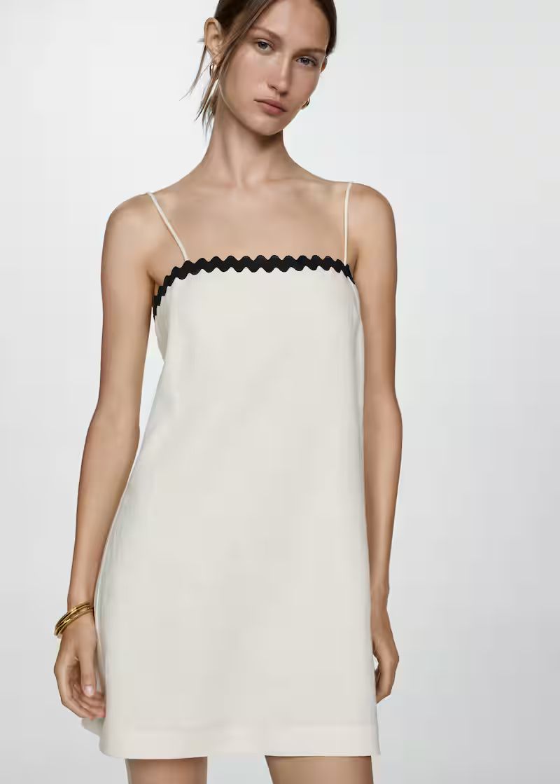 Linen dress with contrasting details -  Women | Mango USA | MANGO (US)