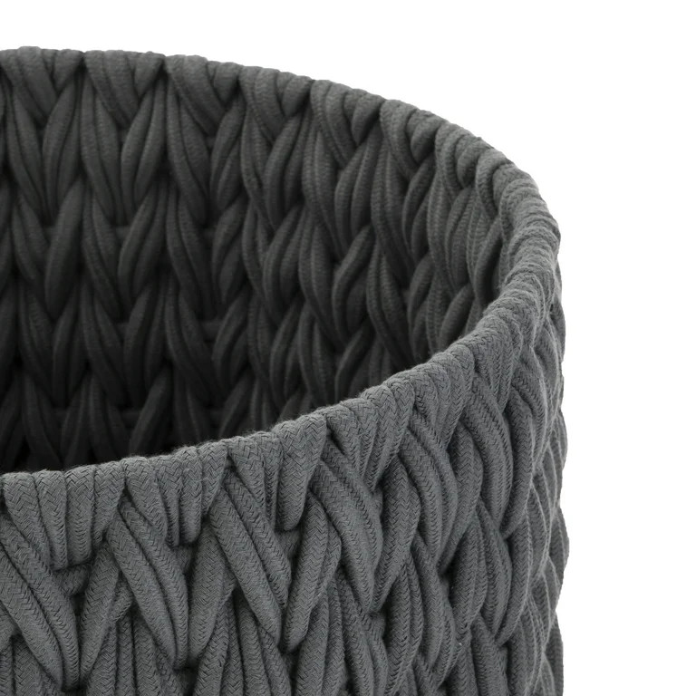 Better Homes & Gardens Closed Weave Polyester Grey Decorative Storage Basket | Walmart (US)