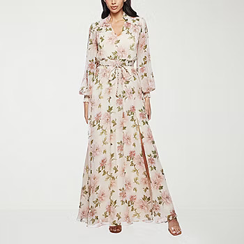 new!Premier Amour Womens Long Sleeve Floral Maxi Dress | JCPenney