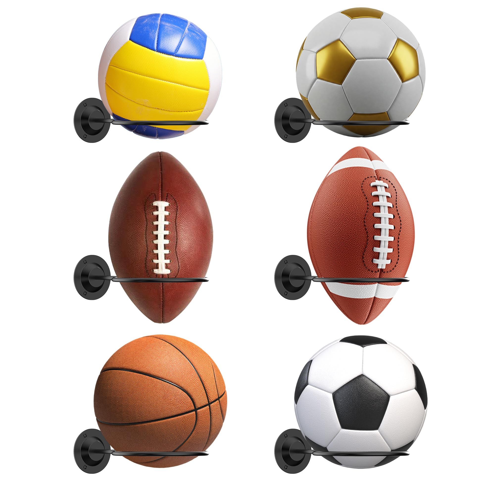 Basketball & Sports Ball Holder - Wall Mount Display Storage for Basketball, Soccer, Volleyball, ... | Amazon (US)