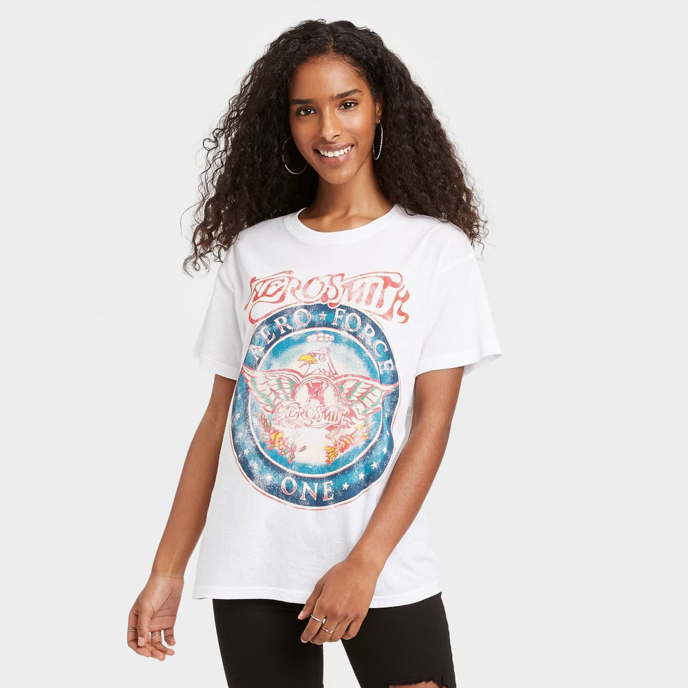 Women's Aerosmith Short Sleeve Graphic T-Shirt - White S | Target