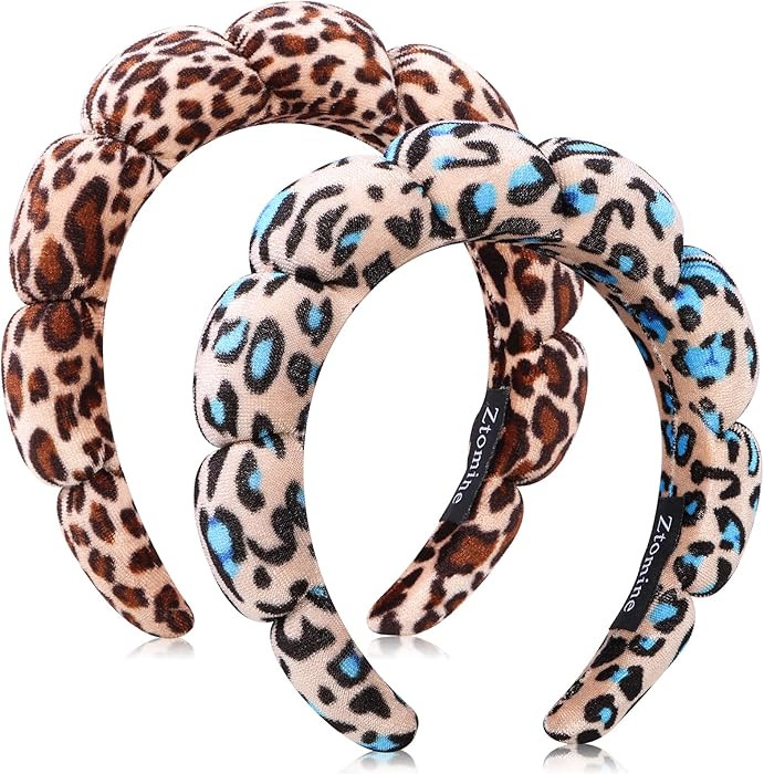 Spa Headbands for Washing Face or Facial - Set of 2 Terry Cloth Headbands for Puffy Makeup, Mask,... | Amazon (US)