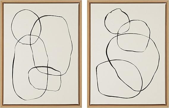 Kate and Laurel Sylvie Modern Circles and Going in Circles Framed Linen Textured Canvas Wall Art ... | Amazon (US)