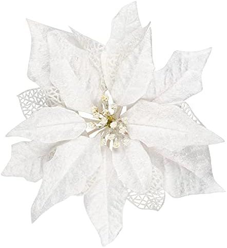 KI Store Christmas Poinsettia Clips 9pcs 10-Inch Artificial Flower Ornaments for Christmas Tree Wrea | Amazon (US)