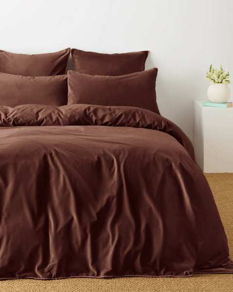 Lacy Velvet Quilt Cover Set - Chocolate | Target AU