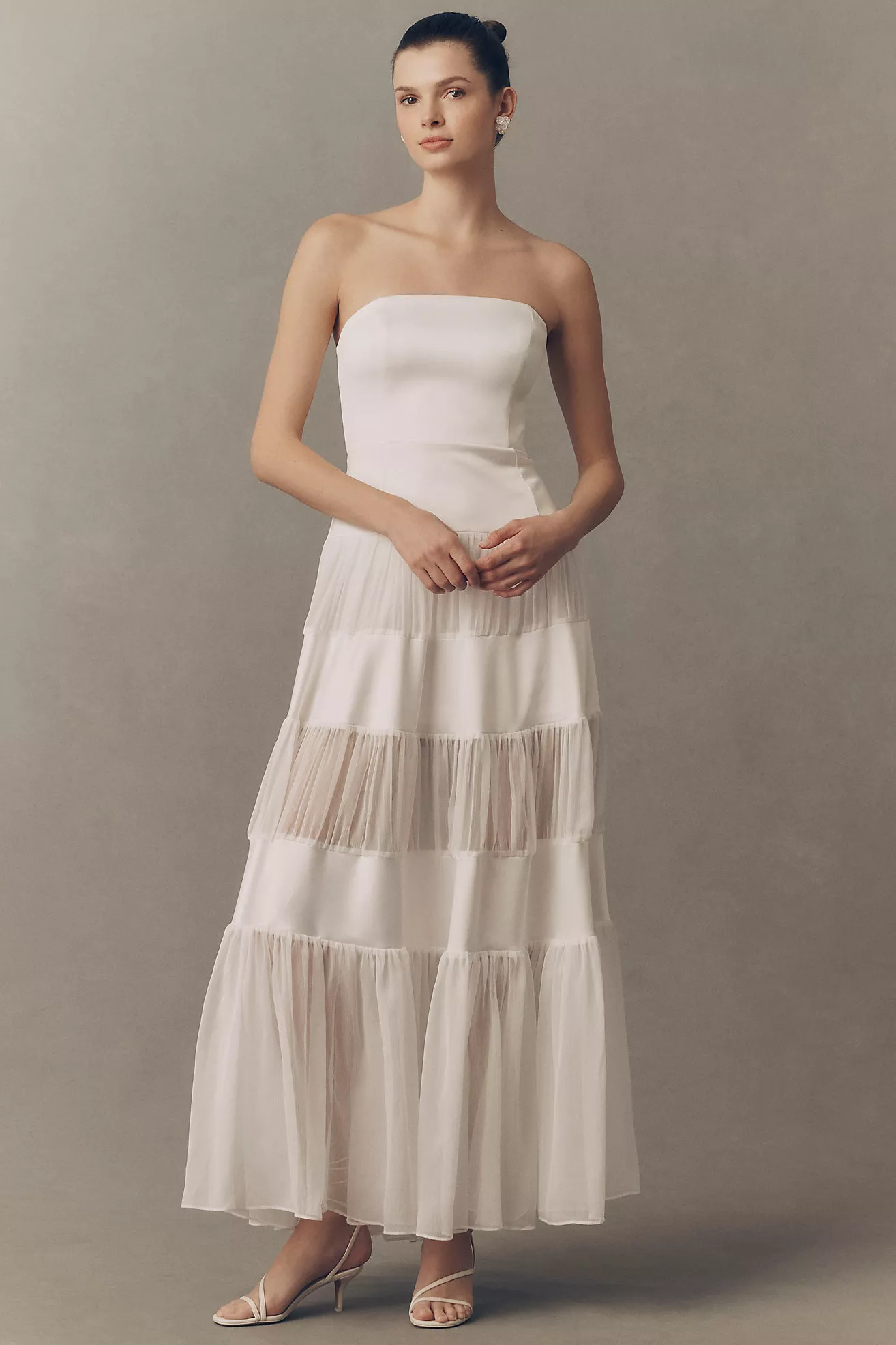 BHLDN Satin Strapless Maxi Dress | Anthropologie (US)