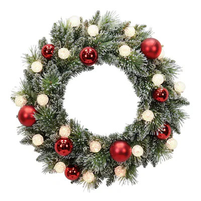 Holiday Living 26-in Pre-lit Battery Operated Indoor/Outdoor Artificial Christmas Wreath | Lowe's
