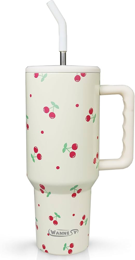 Cherry Tumbler, 40oz Cherry Cup with Handle and Straw Lid Cute Gifts for Cherry Lover Women Girls... | Amazon (US)