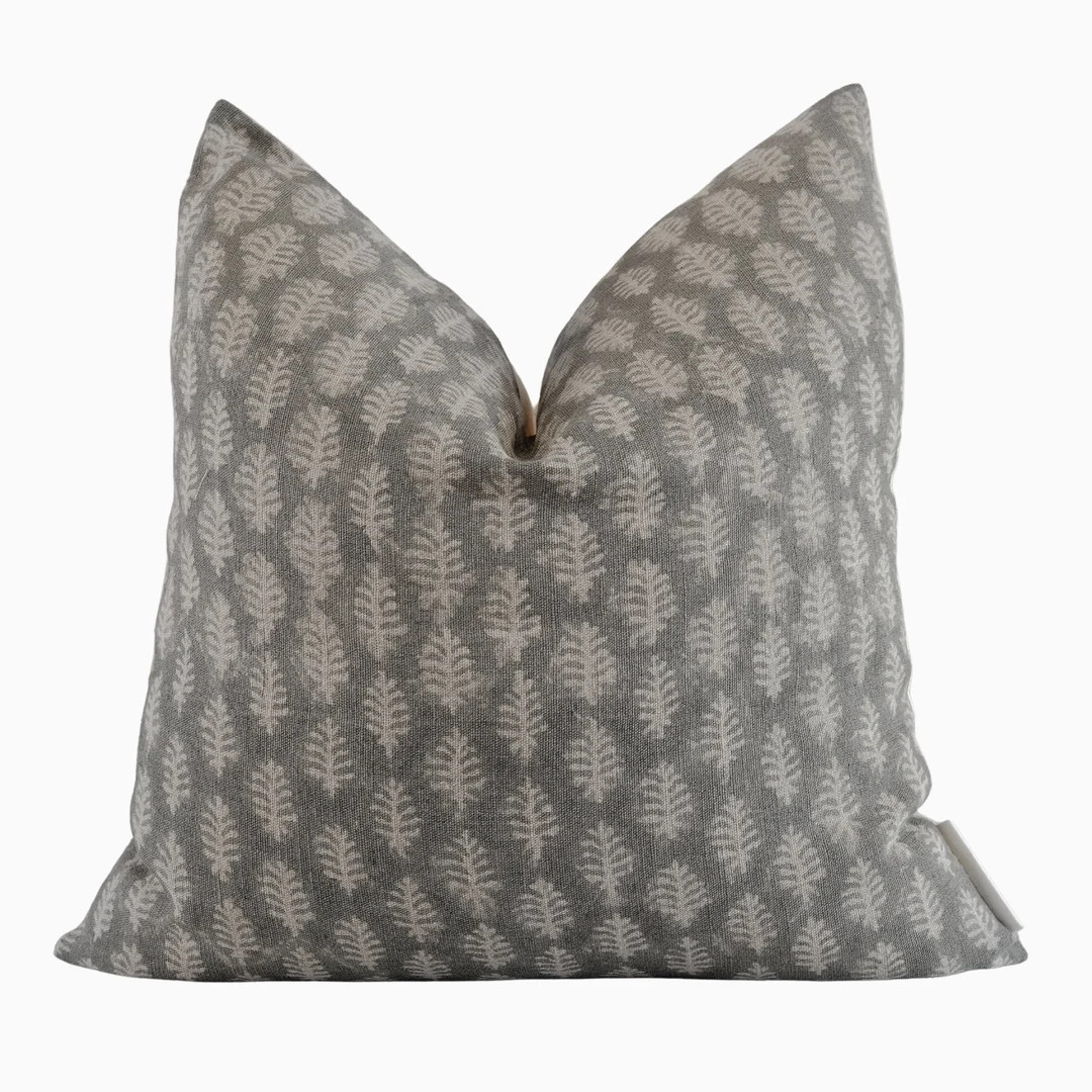 Grey Block Print Pillow Cover, Soft Grey Blue Linen Pillow Covers, Block Print Throw Pillow, Neut... | Etsy (US)