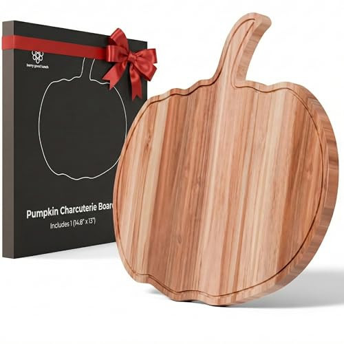 New - Pumpkin Cutting Board 14.8"x13" – Solid Acacia Wood Fall Pumpkin Charcuterie Board for Fall Decor, Gothic Cheese Boards, Fall Thanksgiving Kitchen Decor & Halloween Kitchen Serving Platter | Amazon (US)