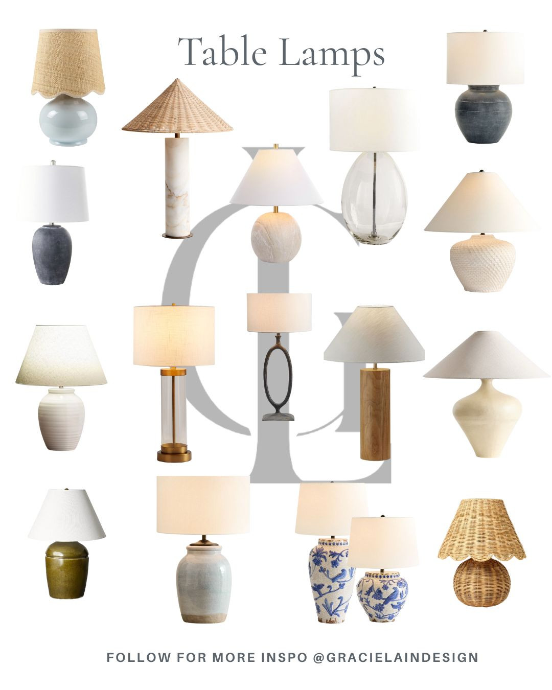 From sleek metal to earthy stone to elegant glass, our table lamps bring variety and style to any room. Whether you’re into solid finishes or eye-catching patterns, these designs are the perfect way to update your space effortlessly. Reach out to Gracielaindesign.com to bring unique & effortless style to your home. #HomeStyle #LampLove #InteriorUpdate" 

 #LTKSummerEdit #LTKHome #LTKStyleTip