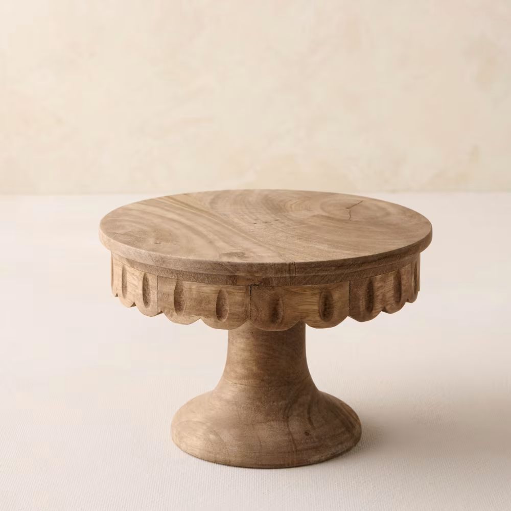 Antiqued Wood Scalloped Cake Stand | Magnolia