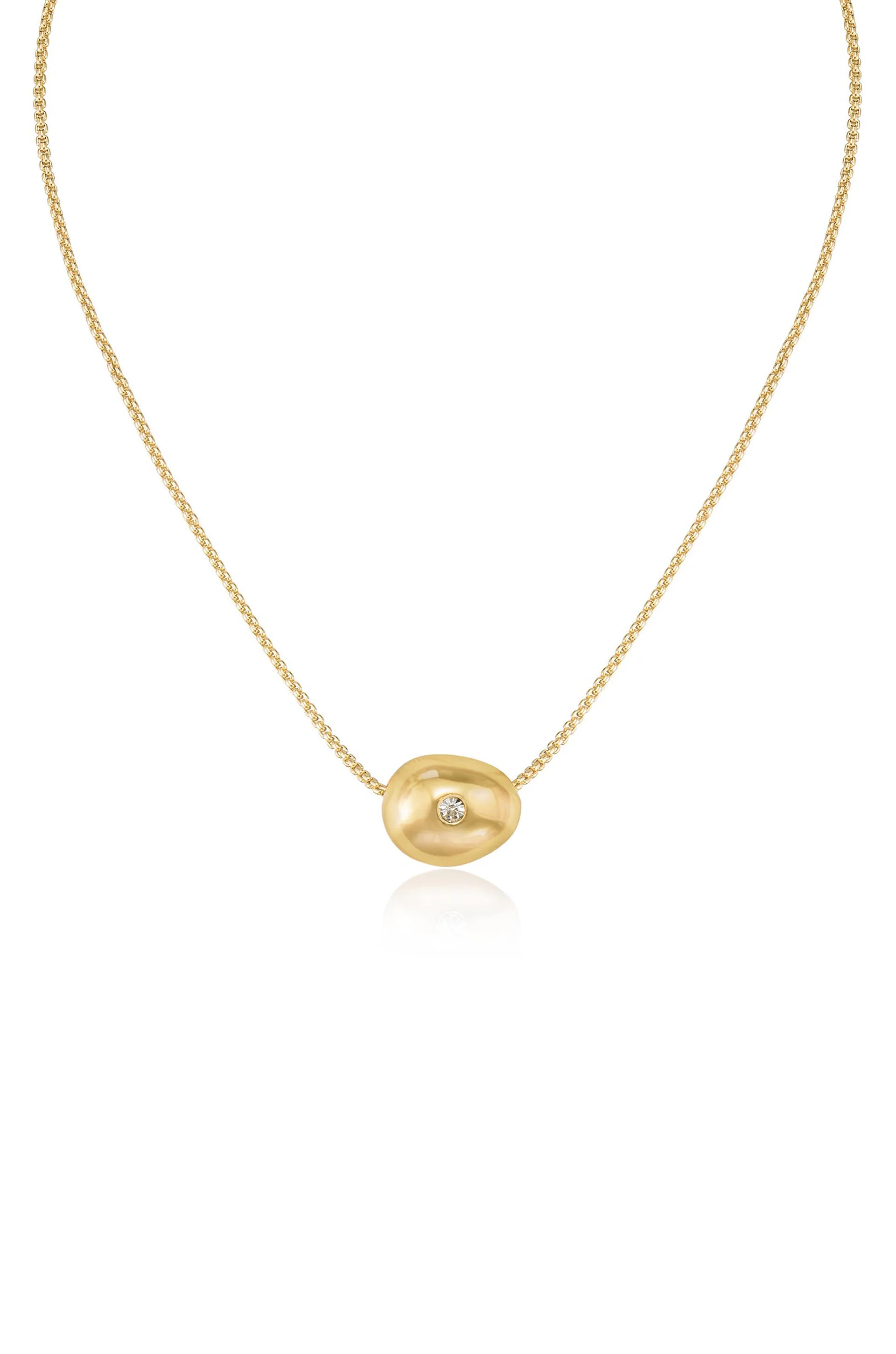 Crystal Dot Pebble Pendant Necklace | Ettika