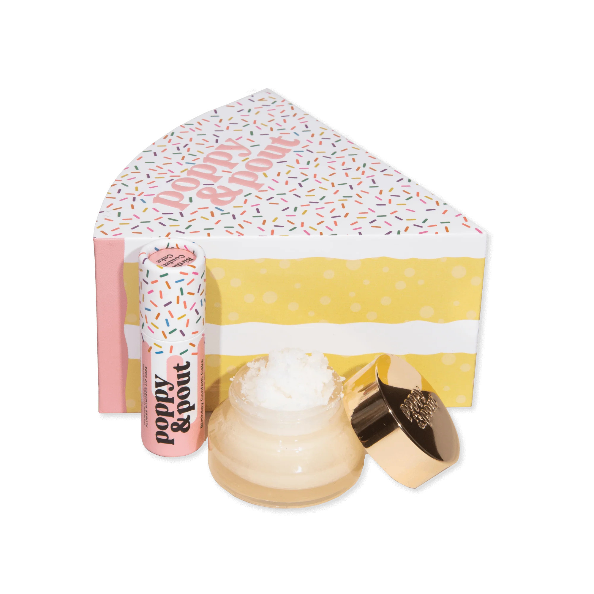 Birthday Confetti Cake Lip Care Duo | Poppy & Pout Natural Lip Care | Poppy & Pout