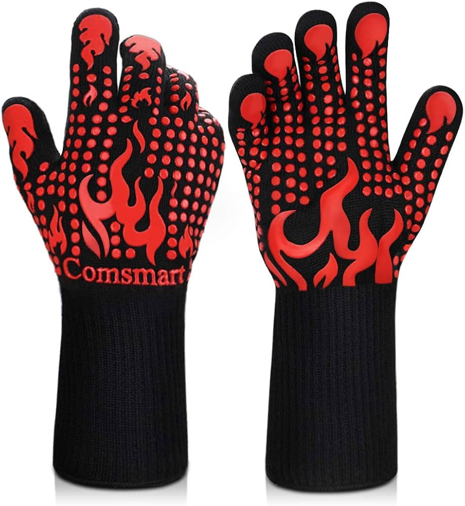 Comsmart BBQ Gloves, 1472 Degree F Heat Resistant Grilling Gloves Silicone Non-Slip Oven Gloves L... | Amazon (US)