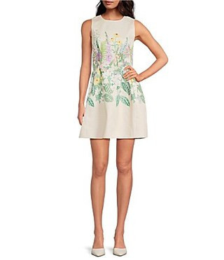 A Loves A Floral Printed Round Neck Sleeveless A-Line Mini Dress - XL | Dillard's