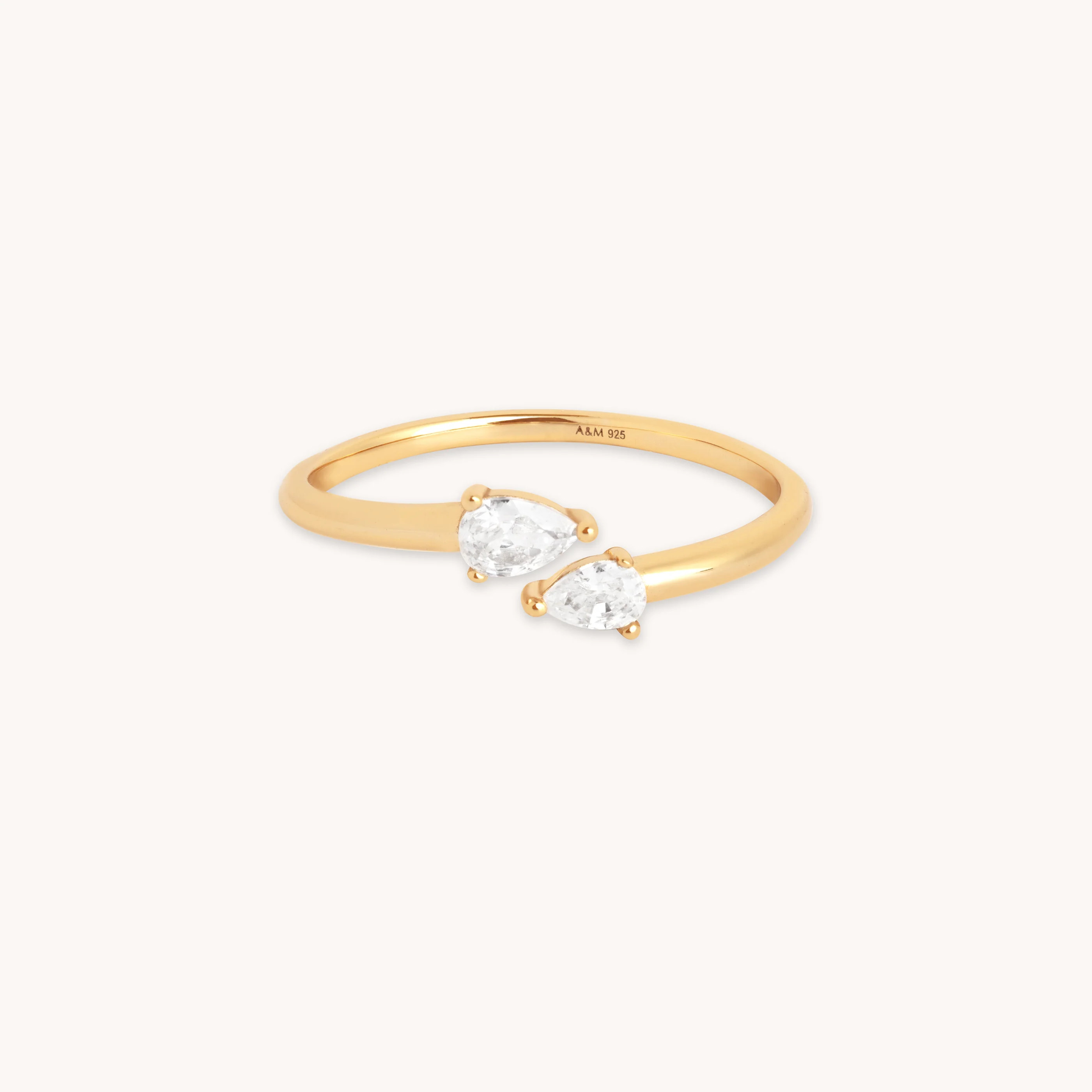 Crystal Pear Open Ring in Gold | Astrid & Miyu UK