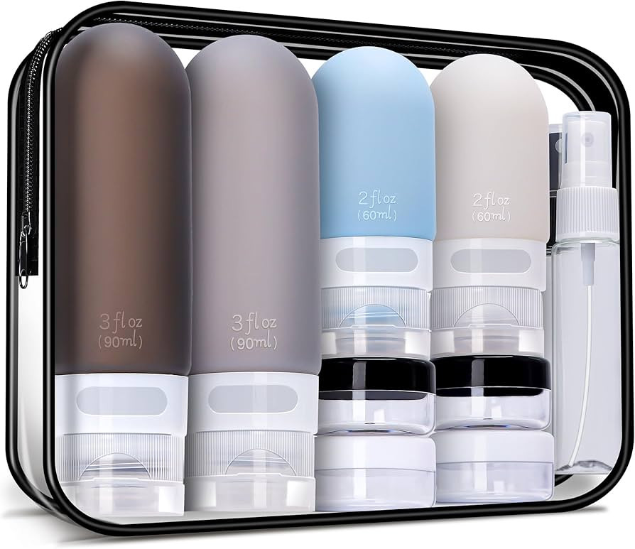 18 Pcs Travel Size Toiletries Set,Leak Proof Squeezable Silicone Travel Bottles for Shampoo and C... | Amazon (US)