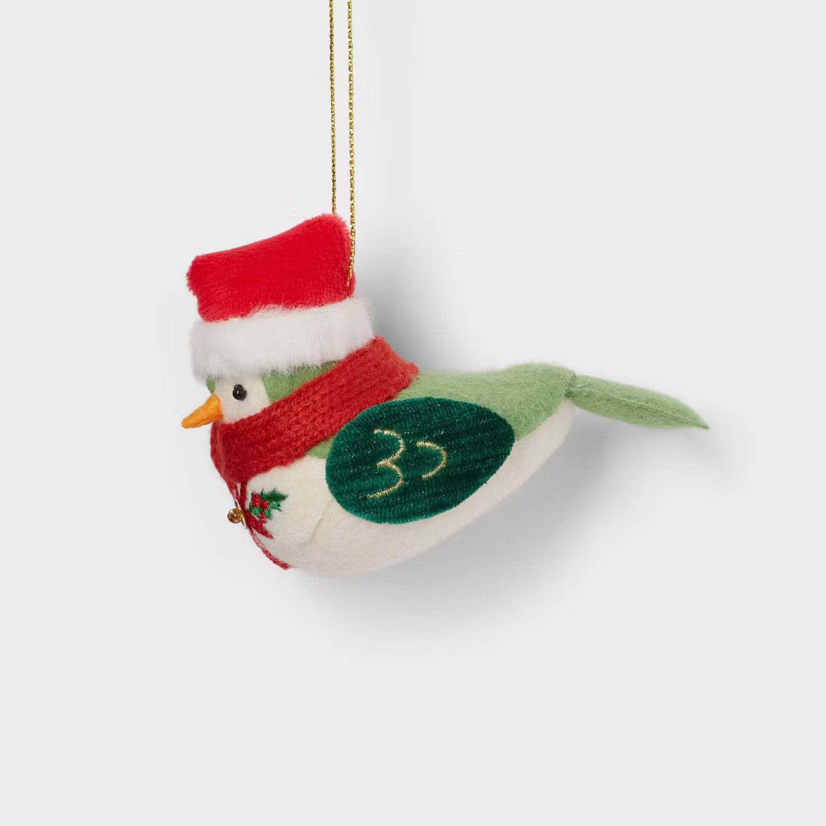 Featherly Friends™ Fabric Bird with Poinsettia Flower and Bell Christmas Tree Ornament - Wonder... | Target