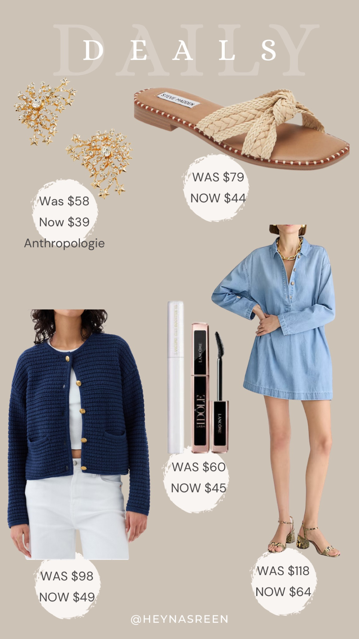 Daily deals on Anthropologie earrings, Steve Madden sandals, Gap sweater jacket, Lancôme lash idole duo, J.Crew chambray dress 

#LTKsalealert
