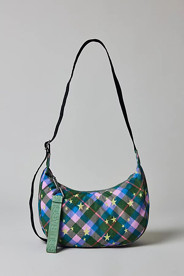 BAGGU Medium Nylon Crescent Bag in Green Star Plaid, Women's at Urban Outfitters | Urban Outfitters (US and RoW)