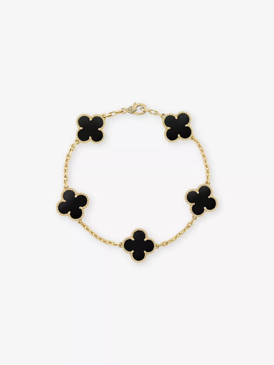 Vintage Alhambra yellow-gold and onyx bracelet | Selfridges