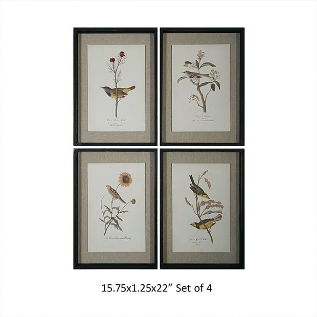 Bird and Botanical Print Set of 4 | Antique Farm House