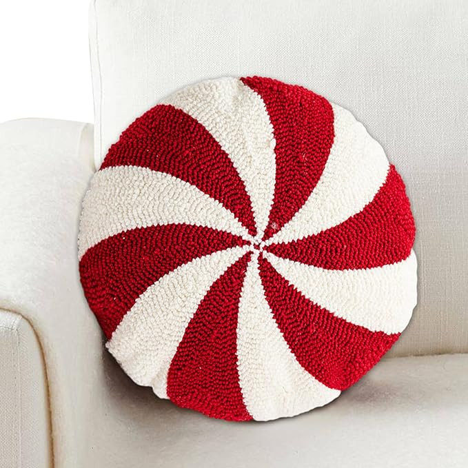 Candy Cane Pillow, Candy Cane Shaped Throw Pillow, Red and White Peppermint Candy Pillow, Cute Sw... | Amazon (US)