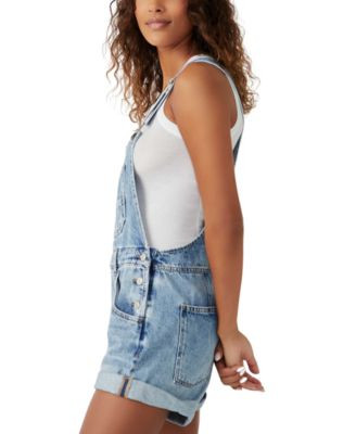 Free People Women's Ziggy Cotton Adjustable-Straps Shortalls - Macy's | Macy's