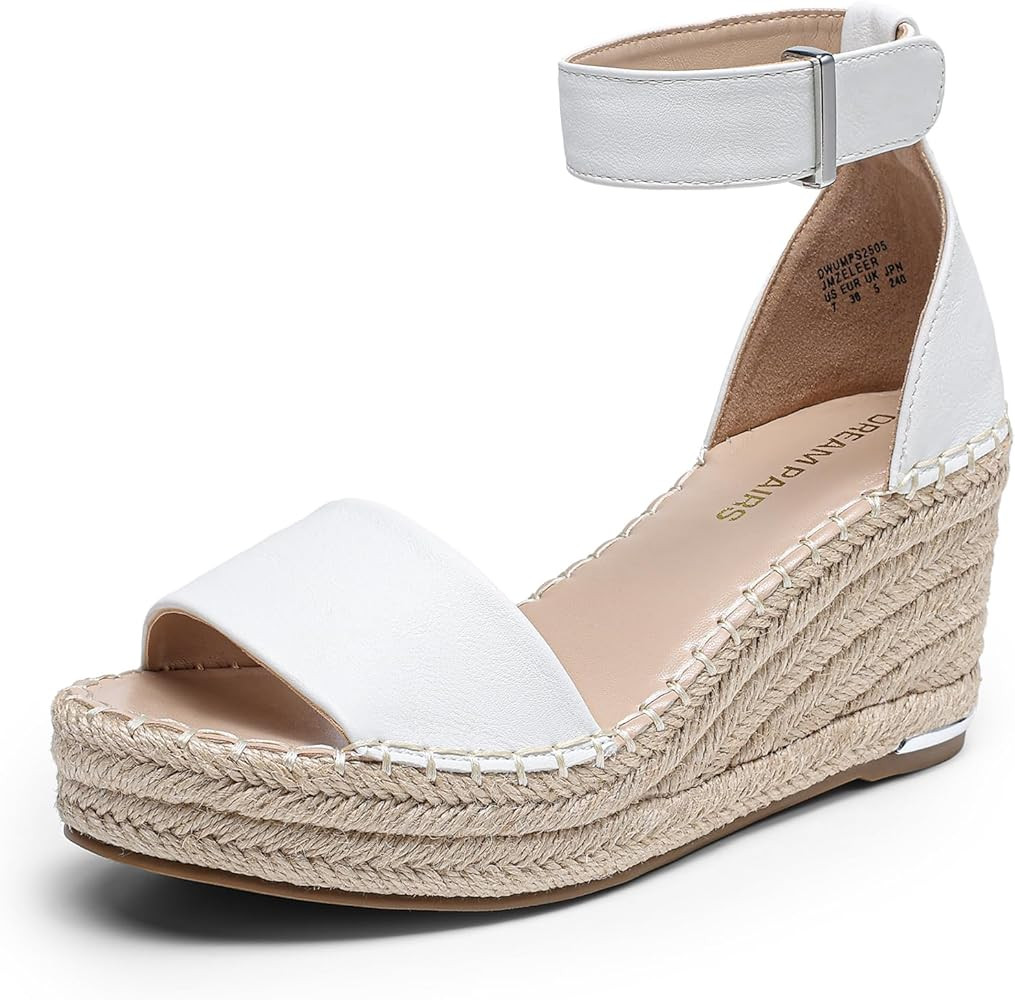 DREAM PAIRS Women's Wedge Sandals Open Toe Espadrilles Sandals Comfortable Dressy Ankle Strap Pla... | Amazon (US)