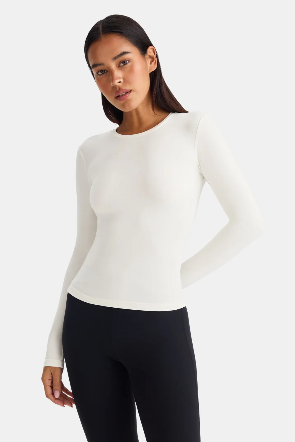 365 Core Cotton Long Sleeve T-Shirt - Ivory | TALA (UK)