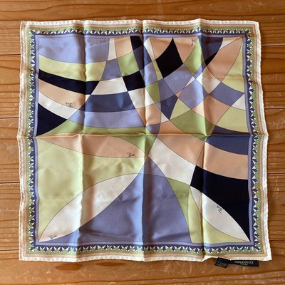 Emilio Pucci Silk Mini Scarf Blue Green White Black 42x42cm Multicolor  | eBay Australia | eBay AU