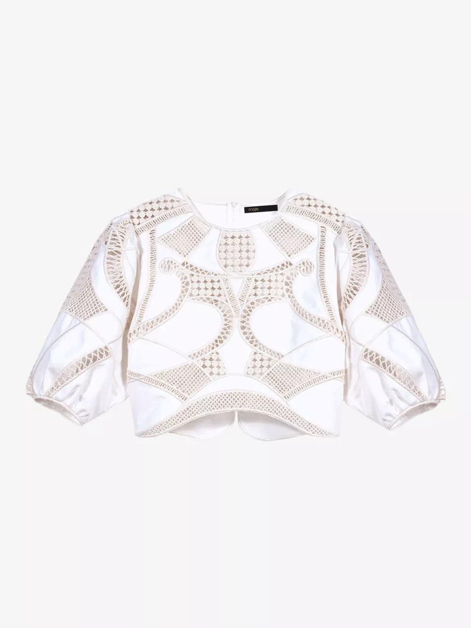 Crochet-panel cropped cotton top | Selfridges