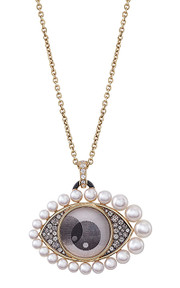18K Yellow Gold Sparkle In Your Eye White Pendant