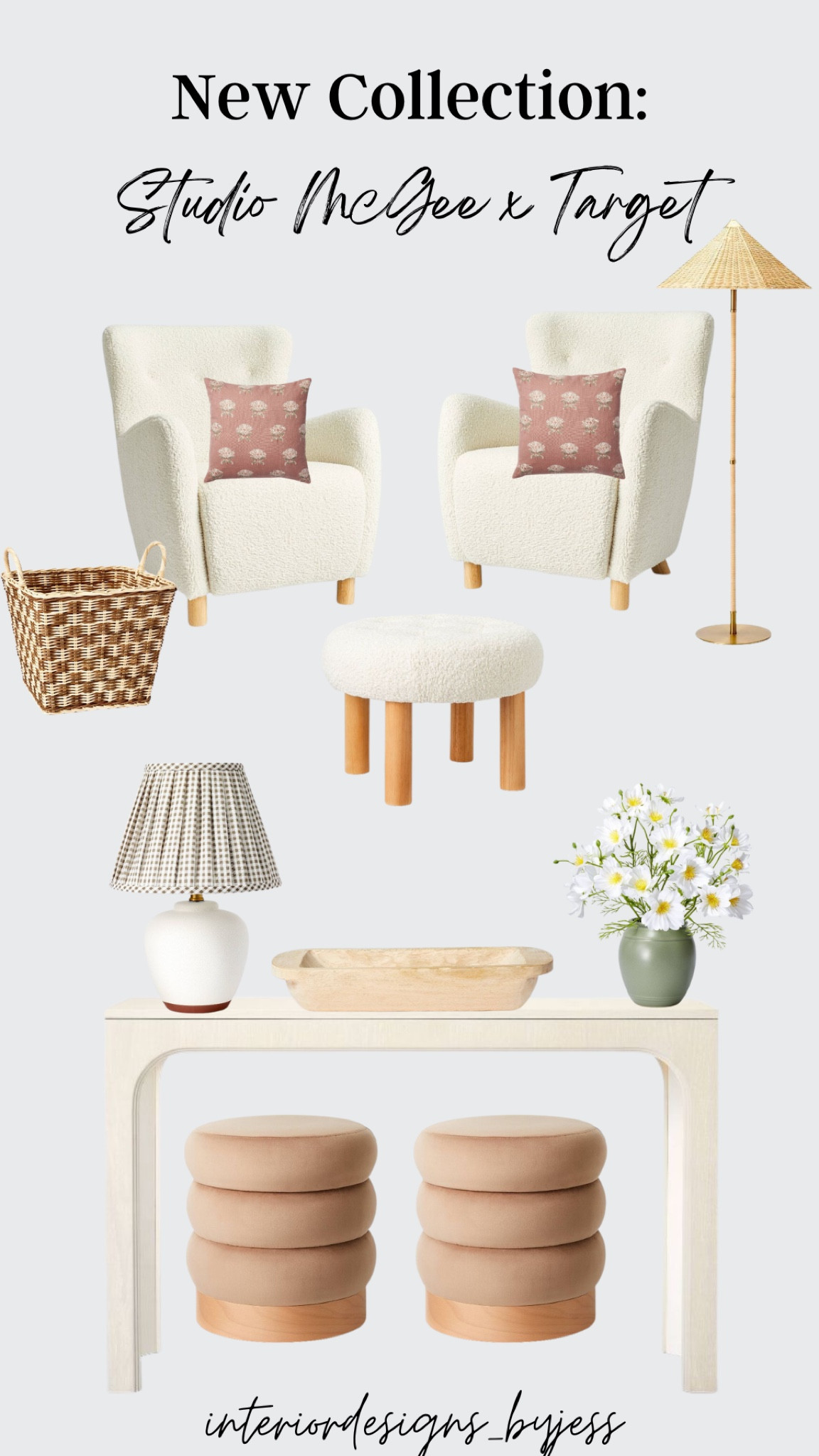 Target studio mcgee new spring home decor launch. I need everything from this whole collection!
Console table, ottomans, floral arrangement, boucle chair, living room furniture, throw pillows, rattan lamp, floor lamp, wicker basket, table lamp, dough bowl, accent furniture 

#LTKsalealert #LTKhome #LTKSeasonal