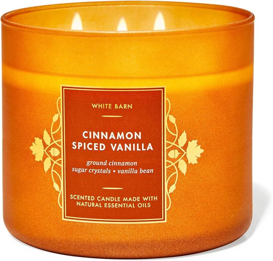 Bath & Body Works, White Barn 3-Wick Candle w/Essential Oils - 14.5 oz - 2022 Spring Scents! (Cin... | Amazon (US)