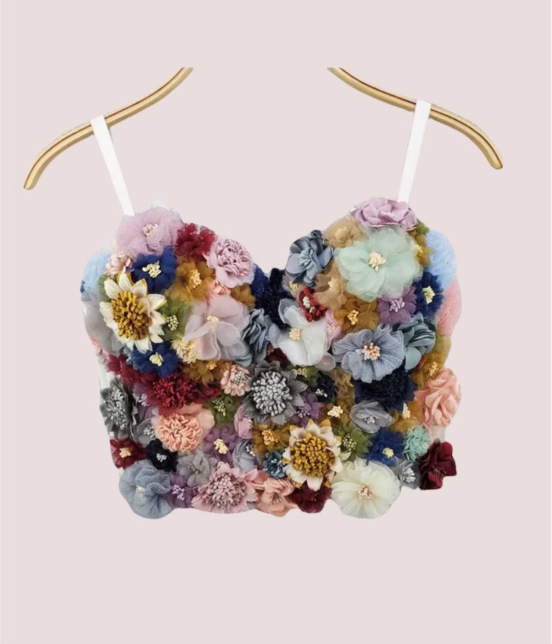 Beautiful 3D Floral Appliqué Corset  Removable Shoulder - Etsy | Etsy (US)