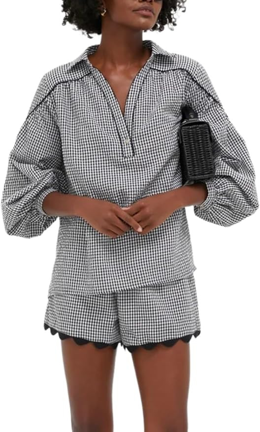 VAOYIU Women's Casual Elegance Two-Piece Linen Outfit Set with Scalloped Hem Summer Round Neck Pu... | Amazon (US)