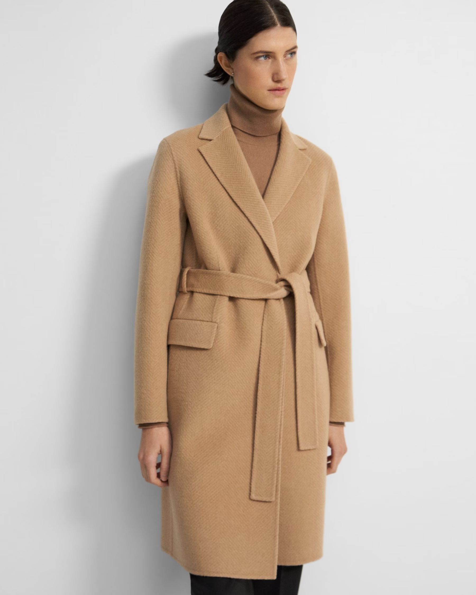 Wrap Coat in Chevron Double-Face Wool | Theory