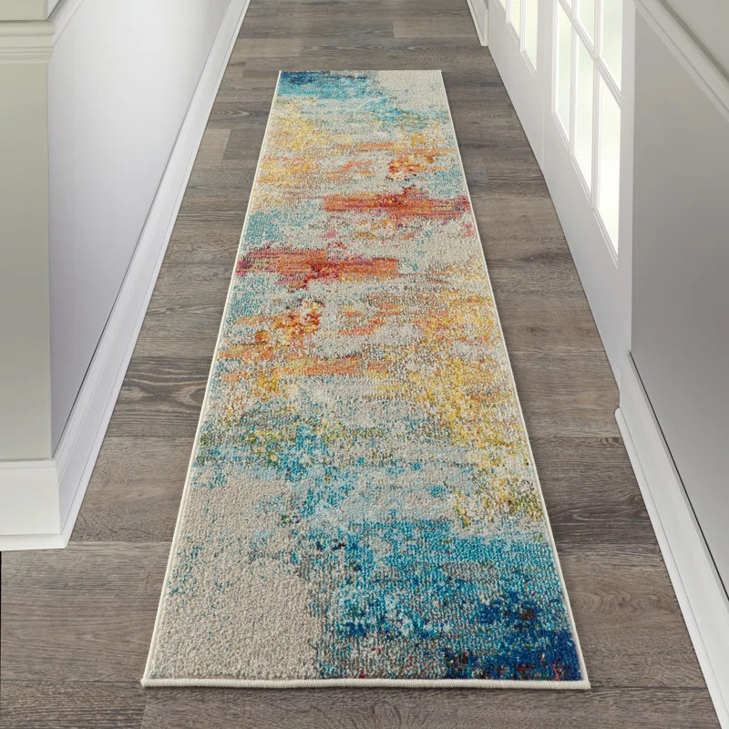 Adrihana Abstract Area Rug in Blue/Yellow | Wayfair North America