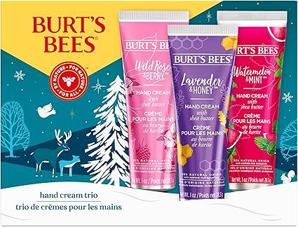 Burt's Bees Christmas Gifts, 3 Body Skincare Stocking Stuffers, Shea Butter Hand Cream Trio Set -... | Amazon (US)