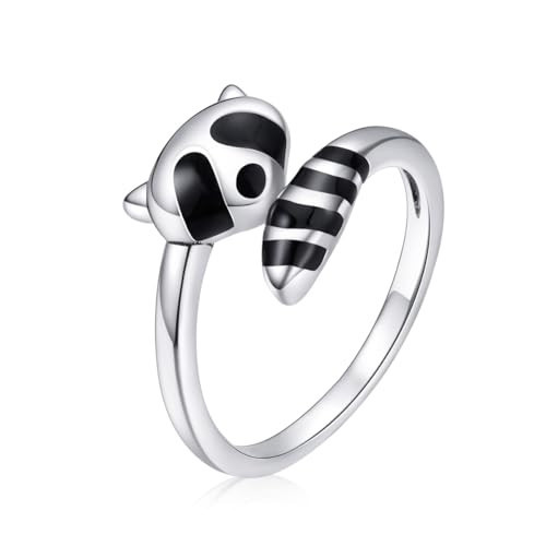 MUNDELL Cute Raccoon Finger Rings Animal Adjustable Ring for Women and Animal Lovers Statement Ring | Amazon (US)