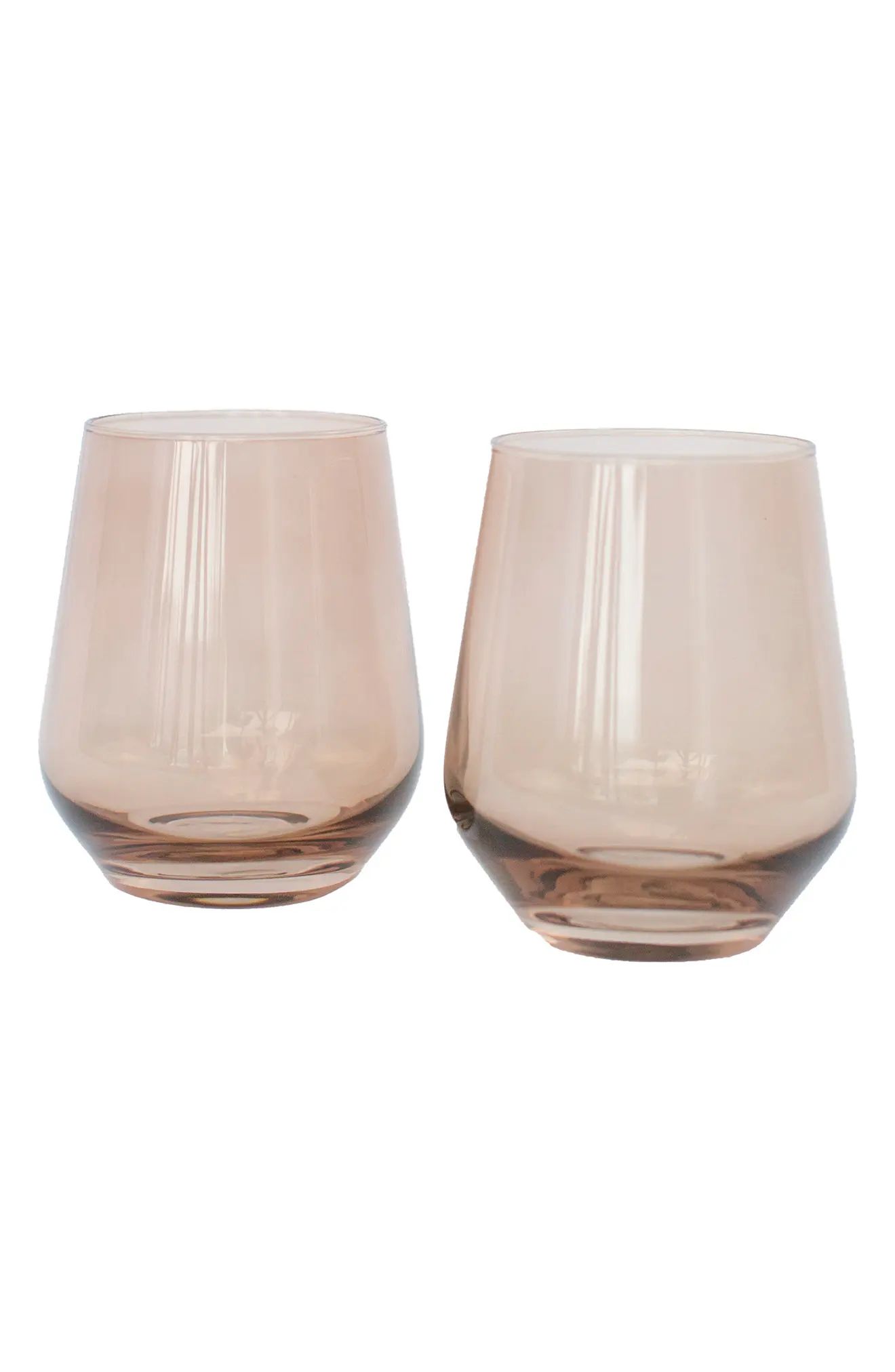 Estelle Colored Glass Set of 2 Stemless Wineglasses in Amber Smoke at Nordstrom | Nordstrom
