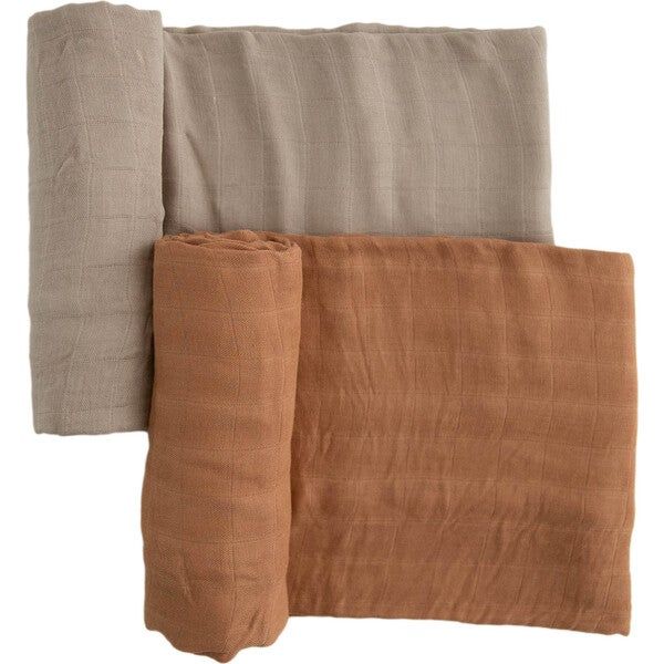Deluxe Muslin Swaddle Blanket Set, Caramel | Maisonette