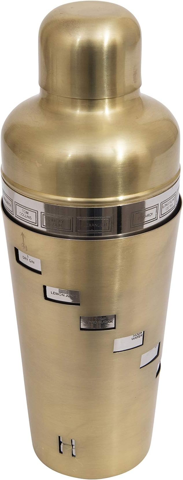 Creative Co-Op Stainless Steel Cocktail Shaker with 15 Classic Recipes in Matte Brass Finish | Amazon (US)
