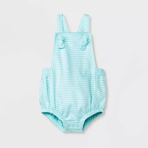 Baby Textured Bubble Romper - Cat & Jack™ Aqua Blue | Target