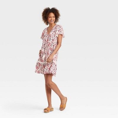 Women's Flutter Short Sleeve Button-Front Dress - Knox Rose™ | Target